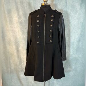 Torrid military style zip up coat with faux leather sleeves plus size 1